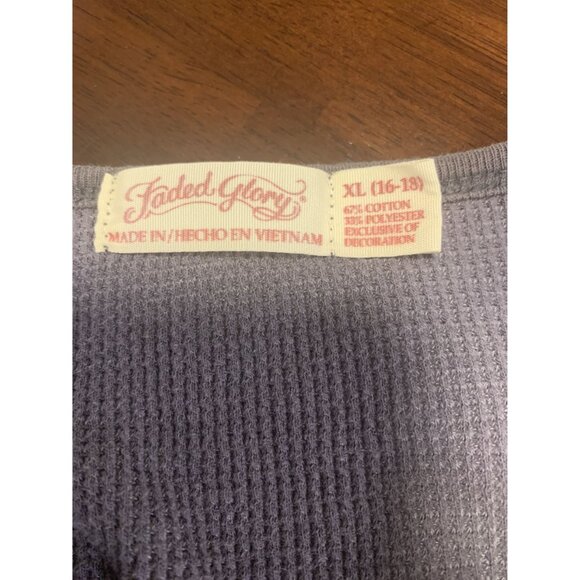 Faded Glory Y2K Waffle Knit XL Henley V Neck Button-Up Top Cotton - Picture 4 of 7